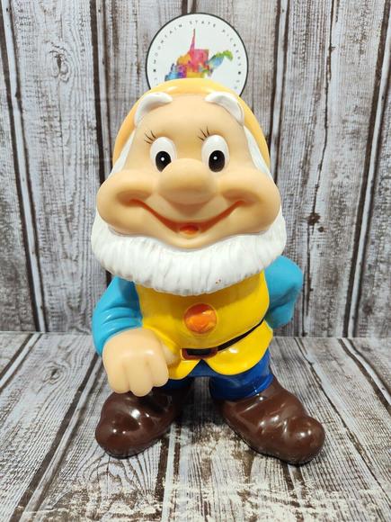 Other - Vintage Walt Disney Productions Happy 3 Dwarf Snow White Vinyl 8" Squeaker Japan